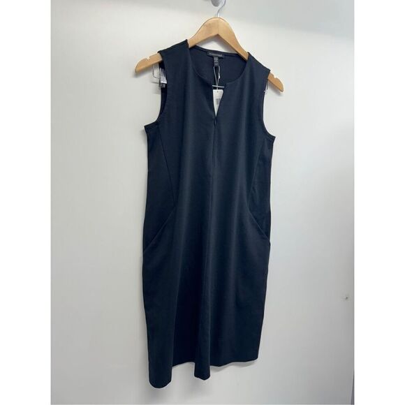 Eileen Fisher Dress Size Extra Small Black Knee Length Easy Fit Front Zip - Picture 6 of 10
